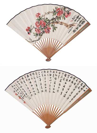 王个簃 花卉图 成扇